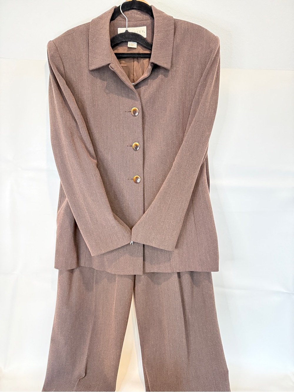 Vintage Doncaster Blush Taupe Two-Piece Button-Front Pantsuit
